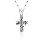 S925 Sterling Silver Moissanite Cross Pendant Necklace