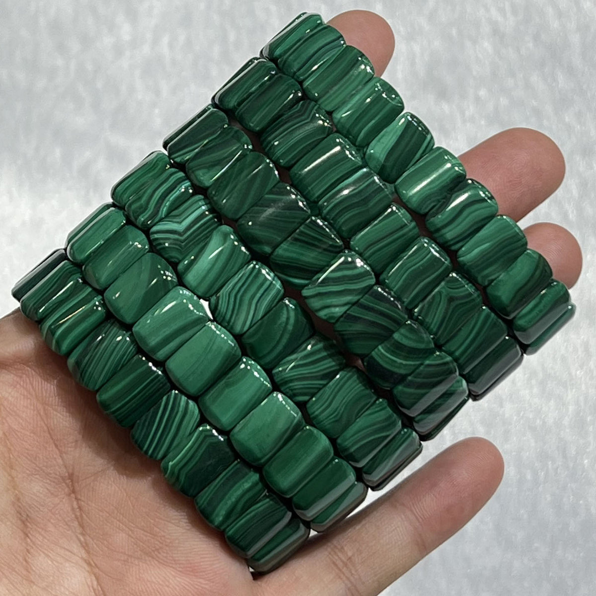 Natural Malachite Flat-Link Bracelet