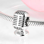 S925 Sterling Silver Vintage Microphone Shape Beaded Pendant