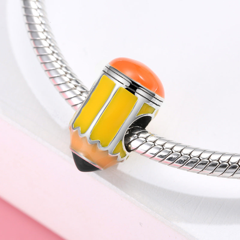 S925 Sterling Silver Pencil Bead Pendant