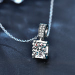 S925 Sterling Silver Moissanite Classic Four-Claw Ox Head Pendant Necklace