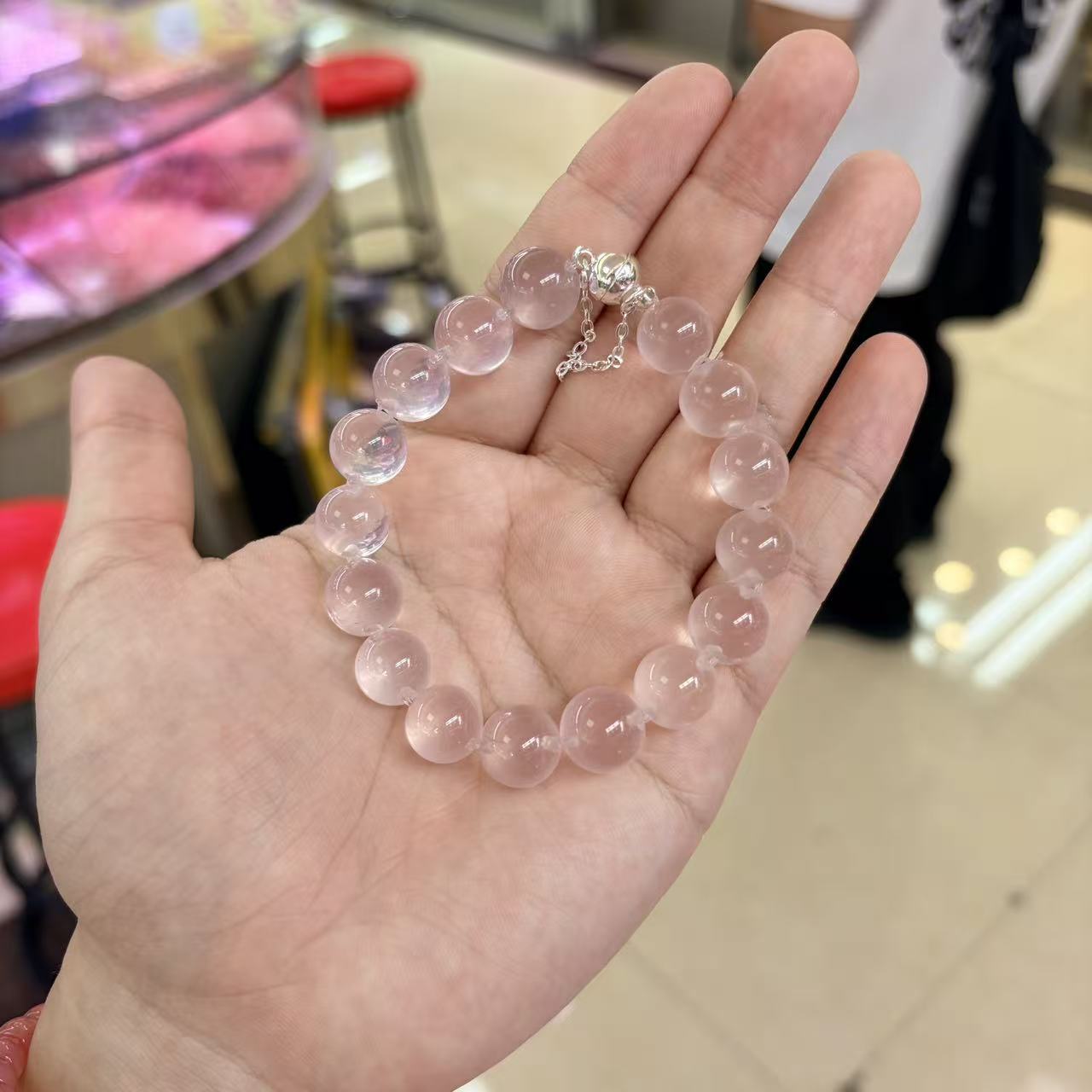 Natural Rose Quartz Round Bead Bracelet