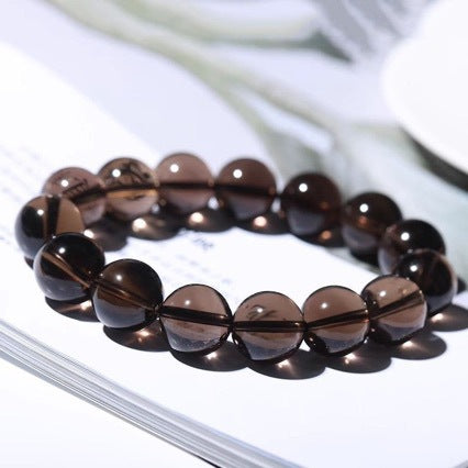 Natural Smoky Quartz Single-Strand Solid-Color Bracelet