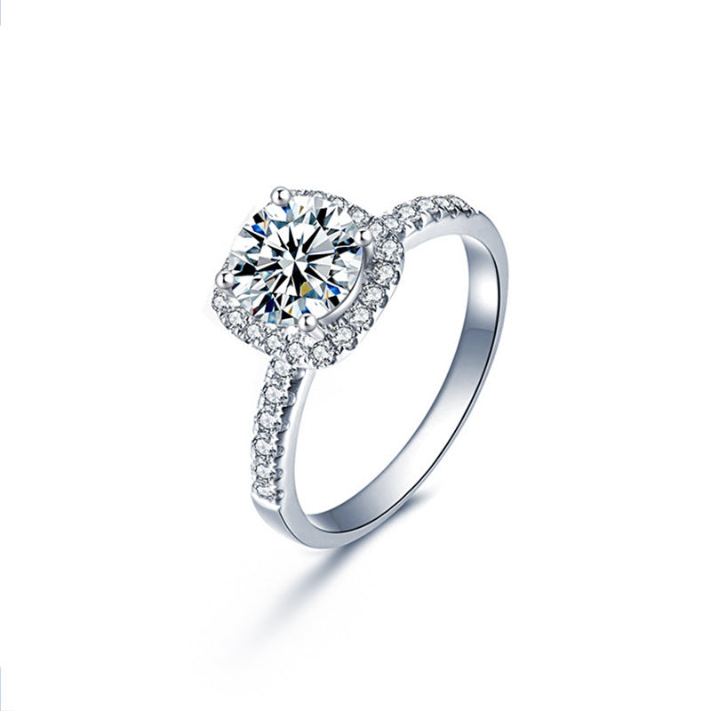 925 Sterling Silver Moissanite Small Sugar Cube Couple Ring