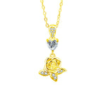 S925 Sterling Silver Moissanite Love Rose Pendant Necklace