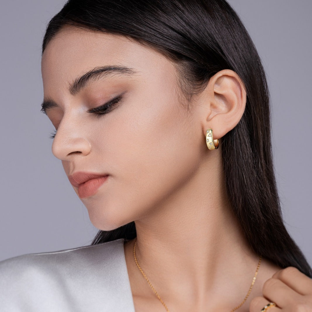 S925 Silver Gold-Tone Moissanite Earrings