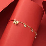 S925 Sterling Silver Gold Plated Horse Year Red String Zircon Inlaid Bracelet