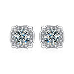 Moissanite & S925 Silver Square Stud Earrings