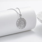 S925 Sterling Silver Creative Hollow Round Pendant Necklace