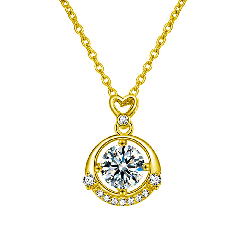 S925 Sterling Silver Moissanite Small Four-Claw Pendant Necklace