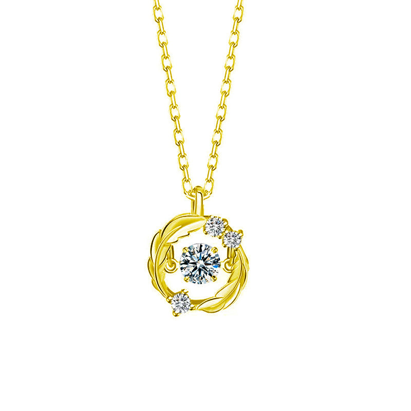 S925 Sterling Silver Feather Moissanite Pendant Necklace