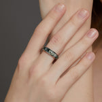 S925 Sterling Silver Ring Set with Green Moss Stone