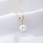 S925 Sterling Silver Heart-Shaped Zircon Pearl Necklace