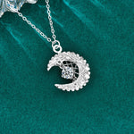 S925 Sterling Silver Moissanite Moon Pendant Necklace