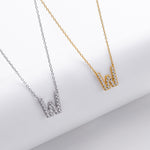 S925 Sterling Silver Simple Zircon Necklace with English Letters