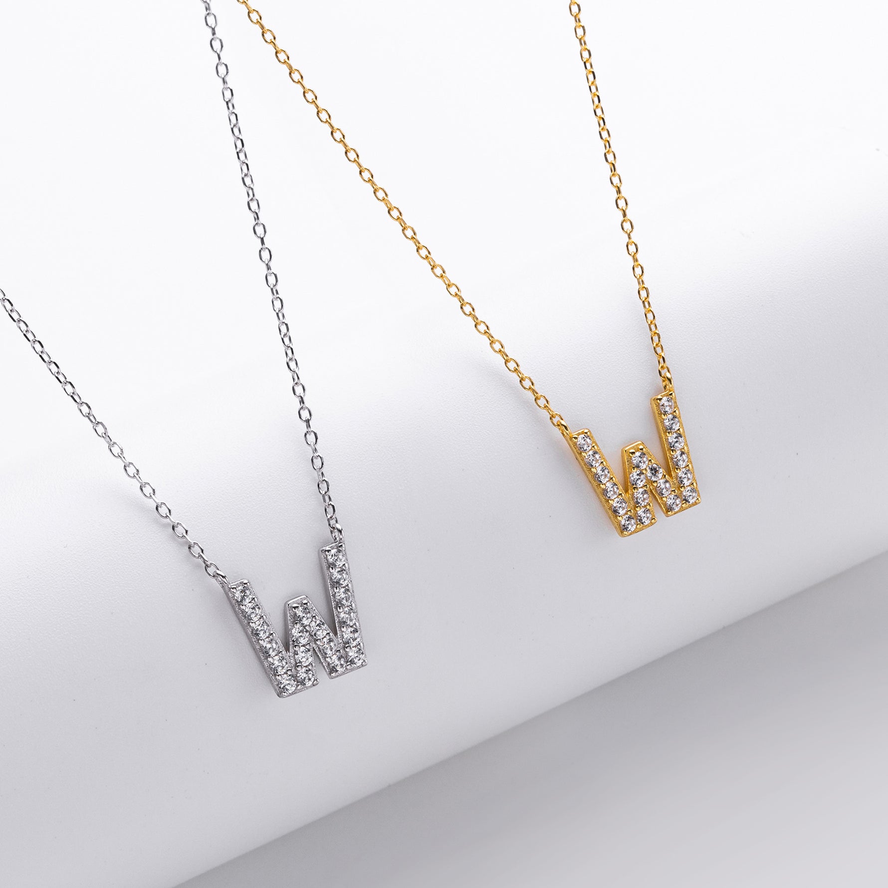 S925 Sterling Silver Simple Zircon Necklace with English Letters