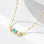 S925 Sterling Silver Colorful Opal Zircon Inlaid Necklace
