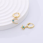 S925 Sterling Silver Star & Moon Opal and Zircon Earrings