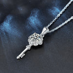 S925 Sterling Silver Moissanite Key Pendant Necklace