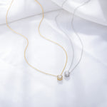 S925 Sterling Silver Diamond-Embedded Round Zircon Necklace