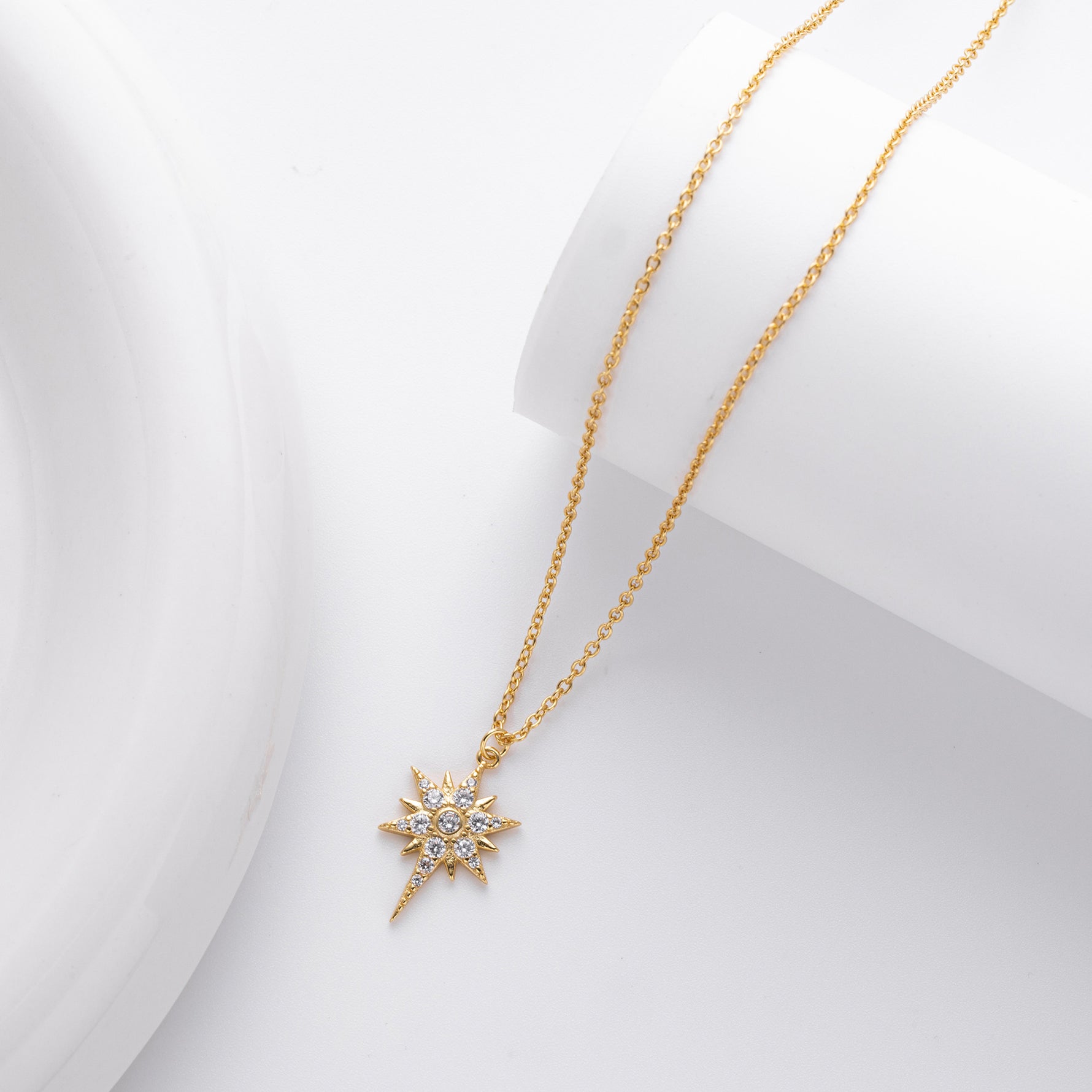 S925 Sterling Silver Zircon Star Necklace