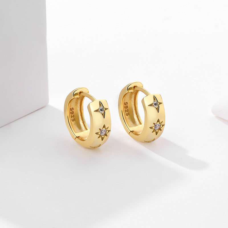 S925 Sterling Silver Hoop Earrings with Zirconia