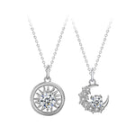 S925 Sterling Silver Moissanite Sun and Moon Lovers Pendant Necklace