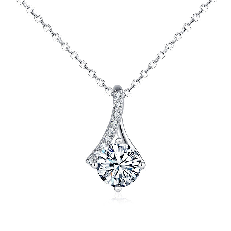 S925 Sterling Silver Herringbone Moissanite Necklace