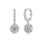 S925 Sterling Silver Long Round Moissanite Earrings