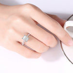 S925 Silver Morganite Rectangular shaped Elegant Shining Ring