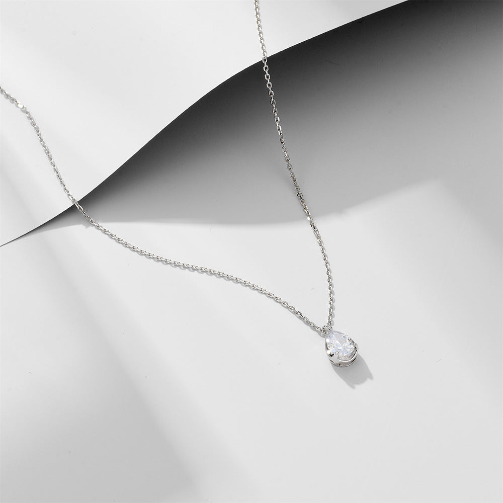 S925 Sterling Silver Drop Zircon Necklace