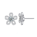 S925 Sterling Silver Sunflower Earrings with Openwork Pearls and Moissanite