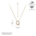 S925 Sterling Silver Simple Zircon Necklace with English Letters