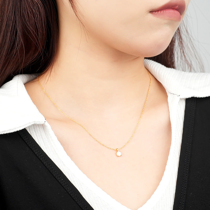 S925 Sterling Silver Opal Necklace