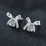 S925 Sterling Silver Moissanite Bow Earrings