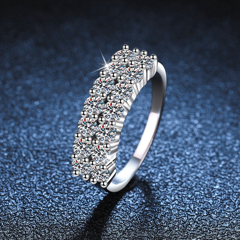 S925 Sterling Silver Full Diamond Accent Stackable Ring