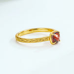 S925 Sterling Silver Gold-Plated Garnet Ring