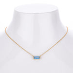 Rectangular colored zircon s925 sterling silver December birthstone collar necklace