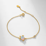 S925 Sterling Silver Gold-Plated Turtle Opal Bracelet
