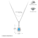 S925 Sterling Silver Teardrop-Shaped Opal Necklace with Zircon
