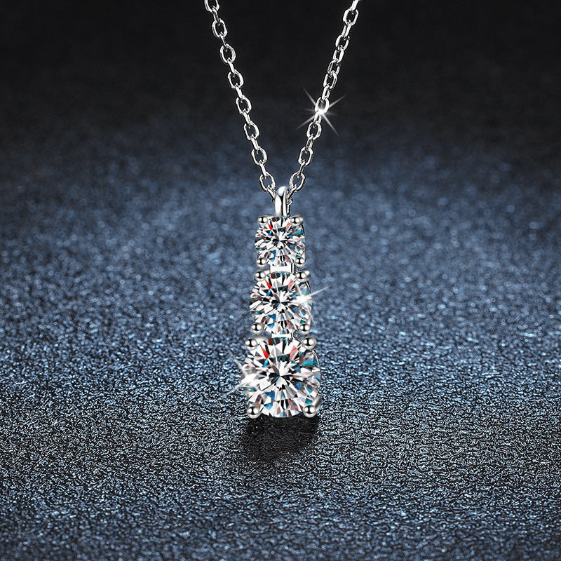 S925 sterling silver Moissanite Three lifetimes Necklace