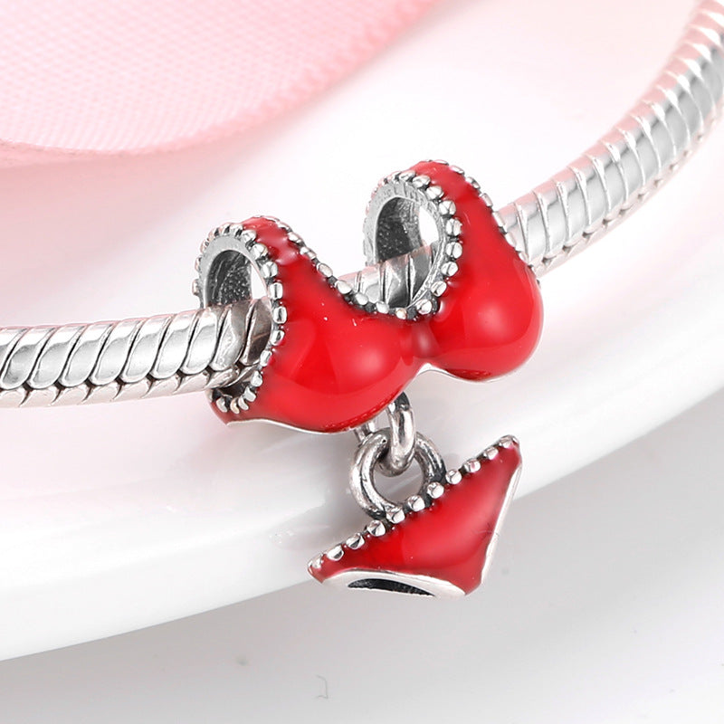 S925 Sterling Silver Red Bikini Swimsuit Bead Pendant