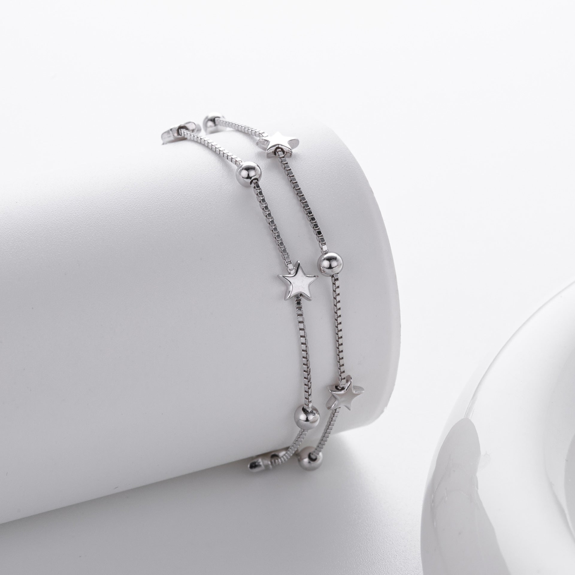 S925 Sterling Silver Double-Layer Bracelet with Small Stars