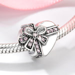 S925 Sterling Silver Zircon Inlaid Heart Gift Box Bead Pendant