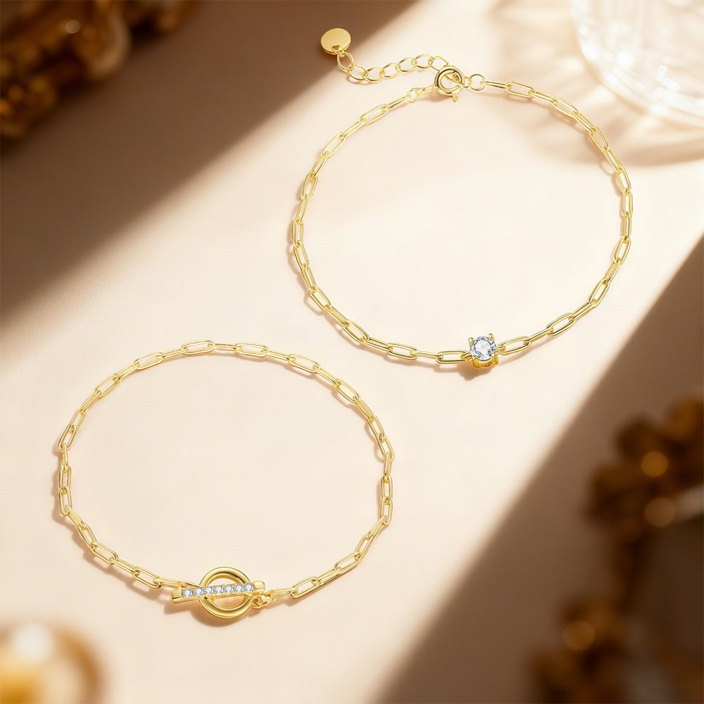 S925 Sterling Silver Bracelet Set with Sparkling Zirconia
