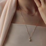 S925 Sterling Silver Geometric Horse Eye Opal Pendant Necklace