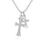 S925 Sterling Silver Moissanite Double Cross Necklace