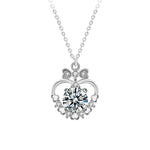 S925 Sterling Silver Moissanite Love Heart Bow Tie Necklace