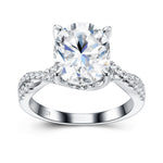 S925 Sterling Silver Ring with Large-Carat Moissanite