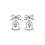 S925 Sterling Silver Moissanite Bow Bell Earrings Christmas Jewelry